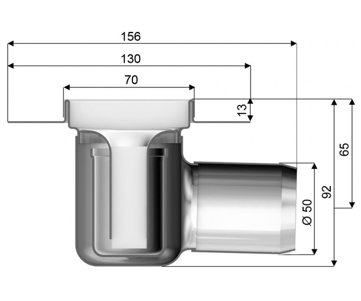 Душевой канал с фланцем 885 мм  C-LINE 408717:Чертеж 