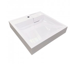 Раковина, умивальник Adamant WASHER NEW, штучний камінь, прямокут., з отвором для змішувача, без переливу, 595х595х115мм, накладний, білий ADAMANT  48