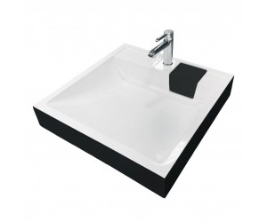 Раковина, умивальник Adamant WASHER NEW, штучний камінь, прямокут., з отвором для змішувача, без переливу, 595х595х115мм, накладний, чорно-білий ADAMA