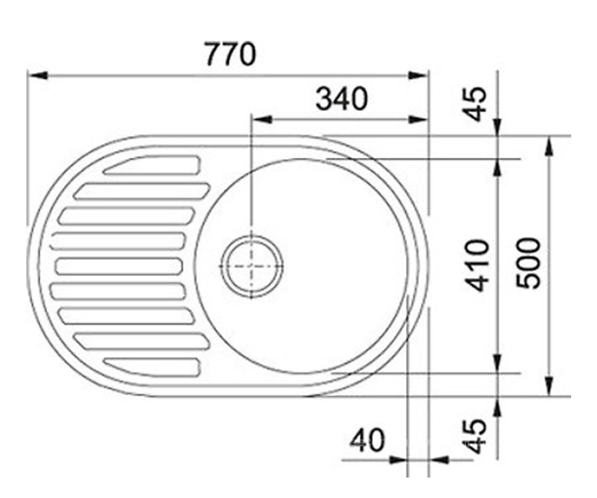 Мойка оборачиваемая  ELLIPSIS ELLIPSIS 770X500X200 06:Чертеж 