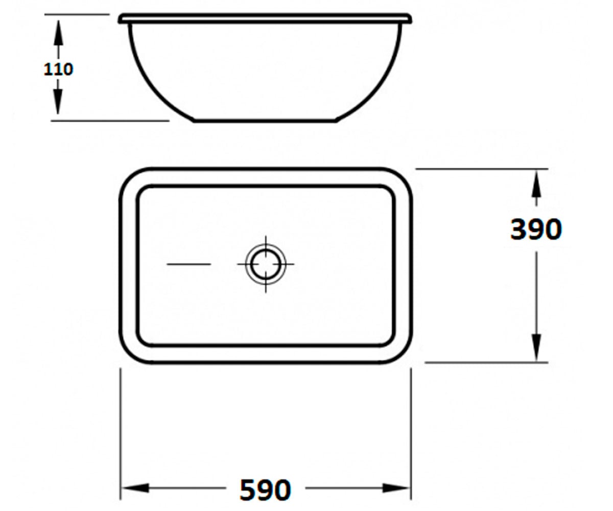 Умывальник врезной 59 см  PLAIN PLAIN 590X390 13:Чертеж 