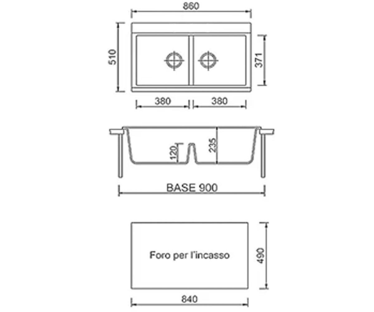Мойка двойная  SIMILAR SIMILAR 850X510X230 15:Чертеж 