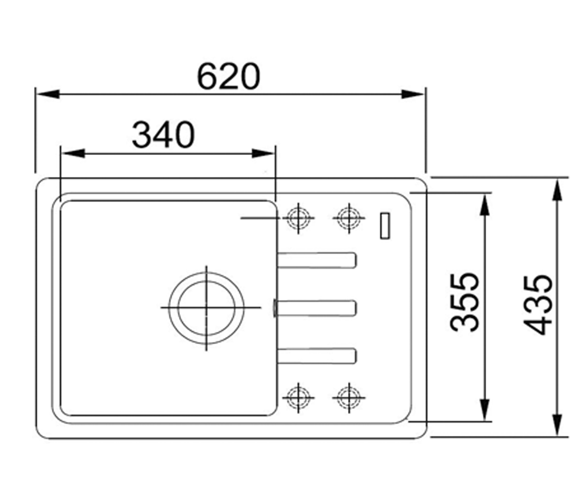 Прямоугольная мойка  SLIM SLIM 620X435X200 01:Чертеж 