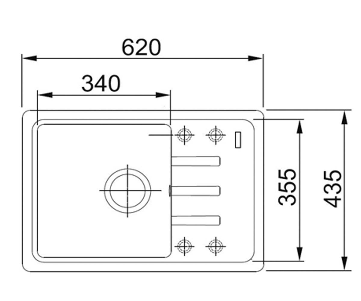 Прямоугольная мойка  SLIM SLIM 620X435X200 15:Чертеж 