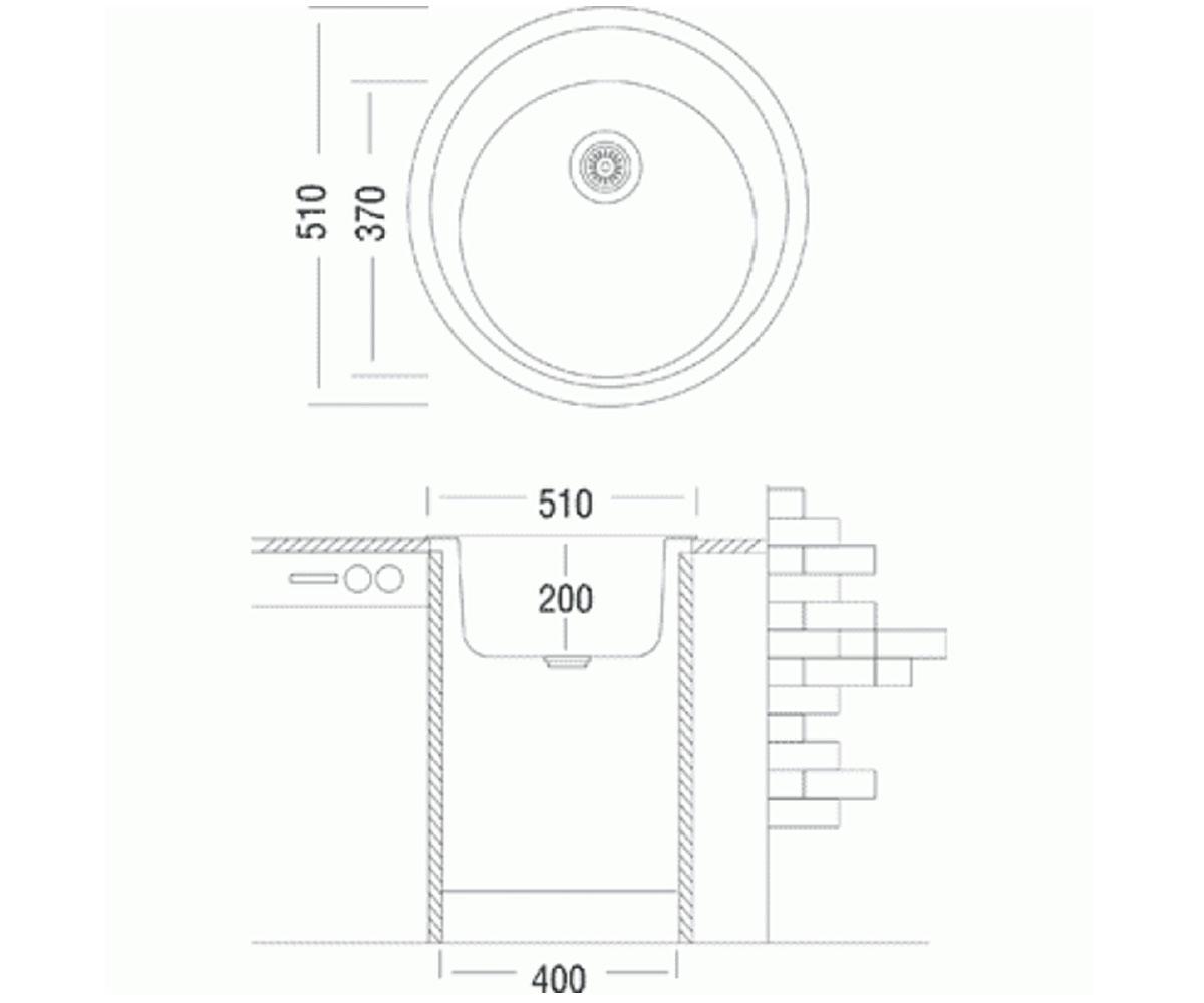 Круглая мойка  SUN SUN 510X200 01:Чертеж 