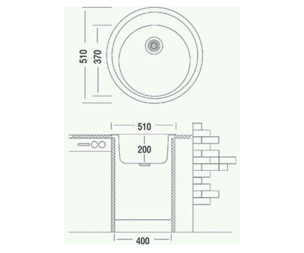 Круглая мойка  SUN SUN 510X200 14:Чертеж 
