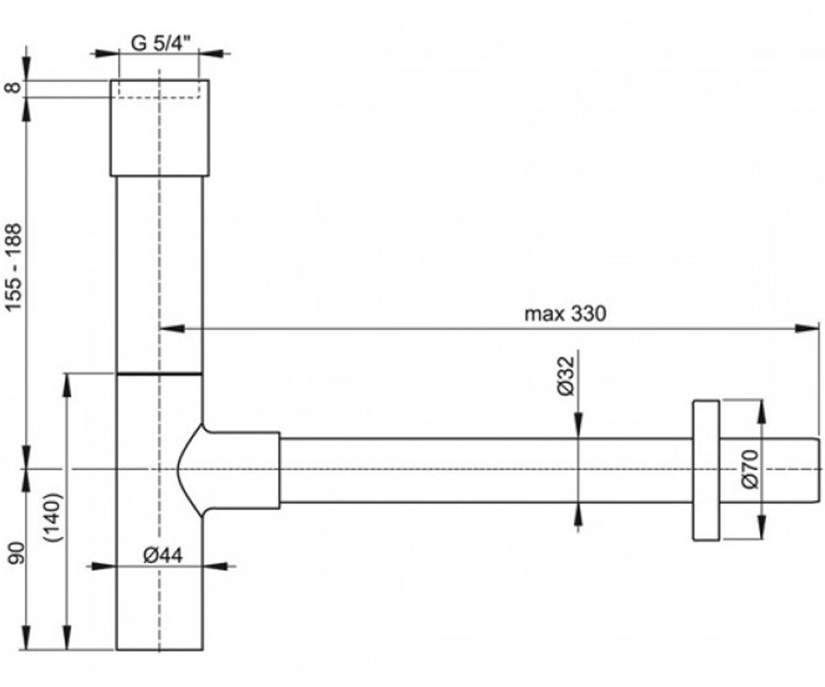 Сифон для раковины алкапласт DESIGN A402:Чертеж 