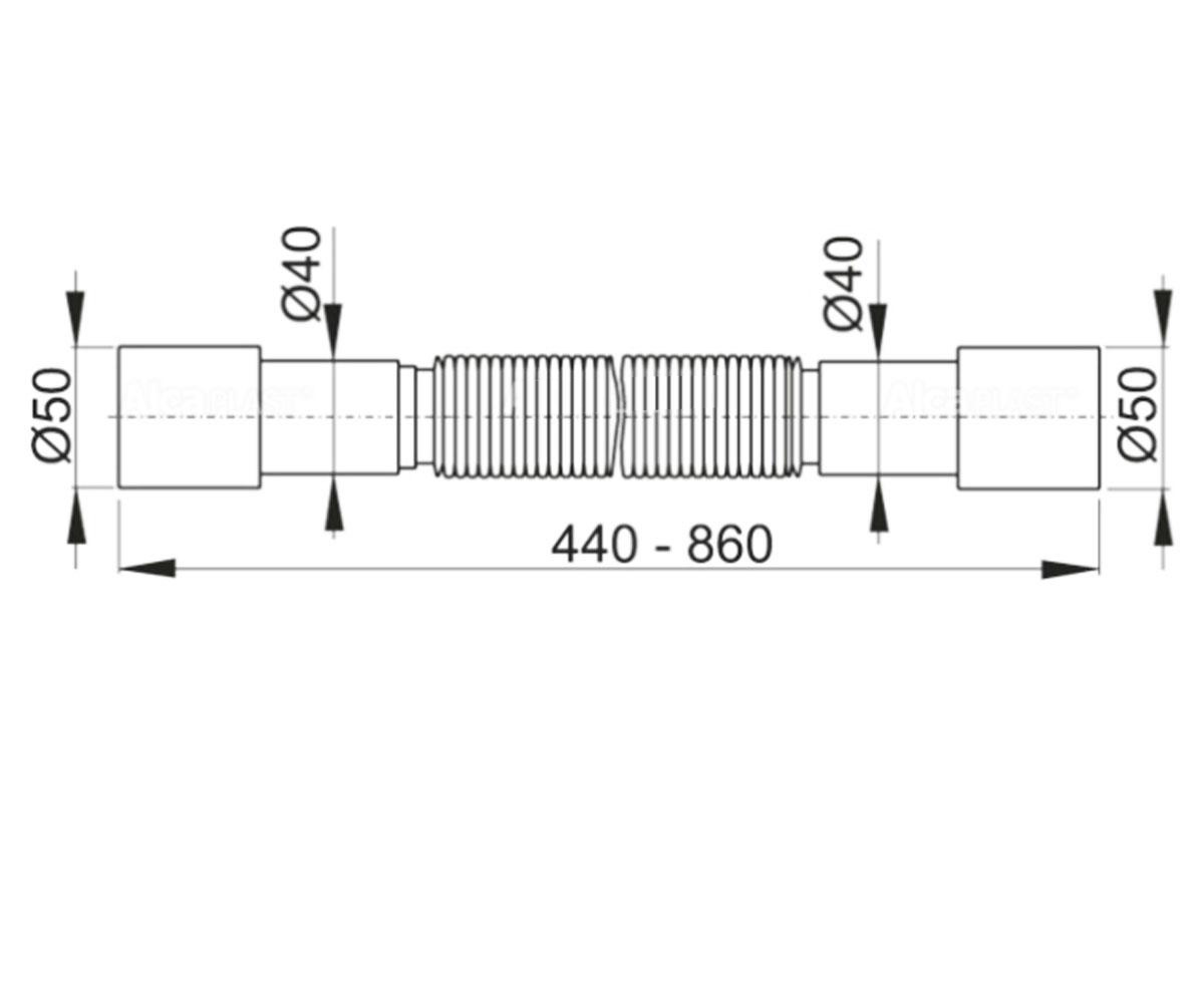 Гибкое соединение 50/40 × 40/50 алкапласт A702:Чертеж 