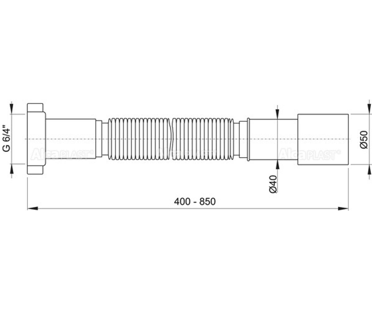 Гибкое соединение 6/4×40/50 алкапласт A707:Чертеж 