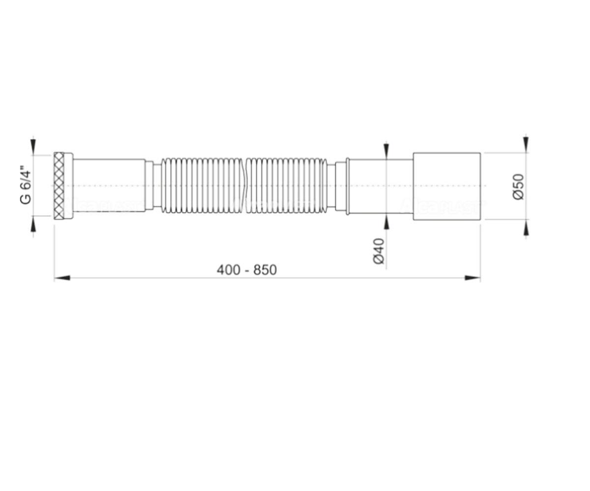 Гибкое соединение 6/4 × 40/50 алкапласт A708:Чертеж 