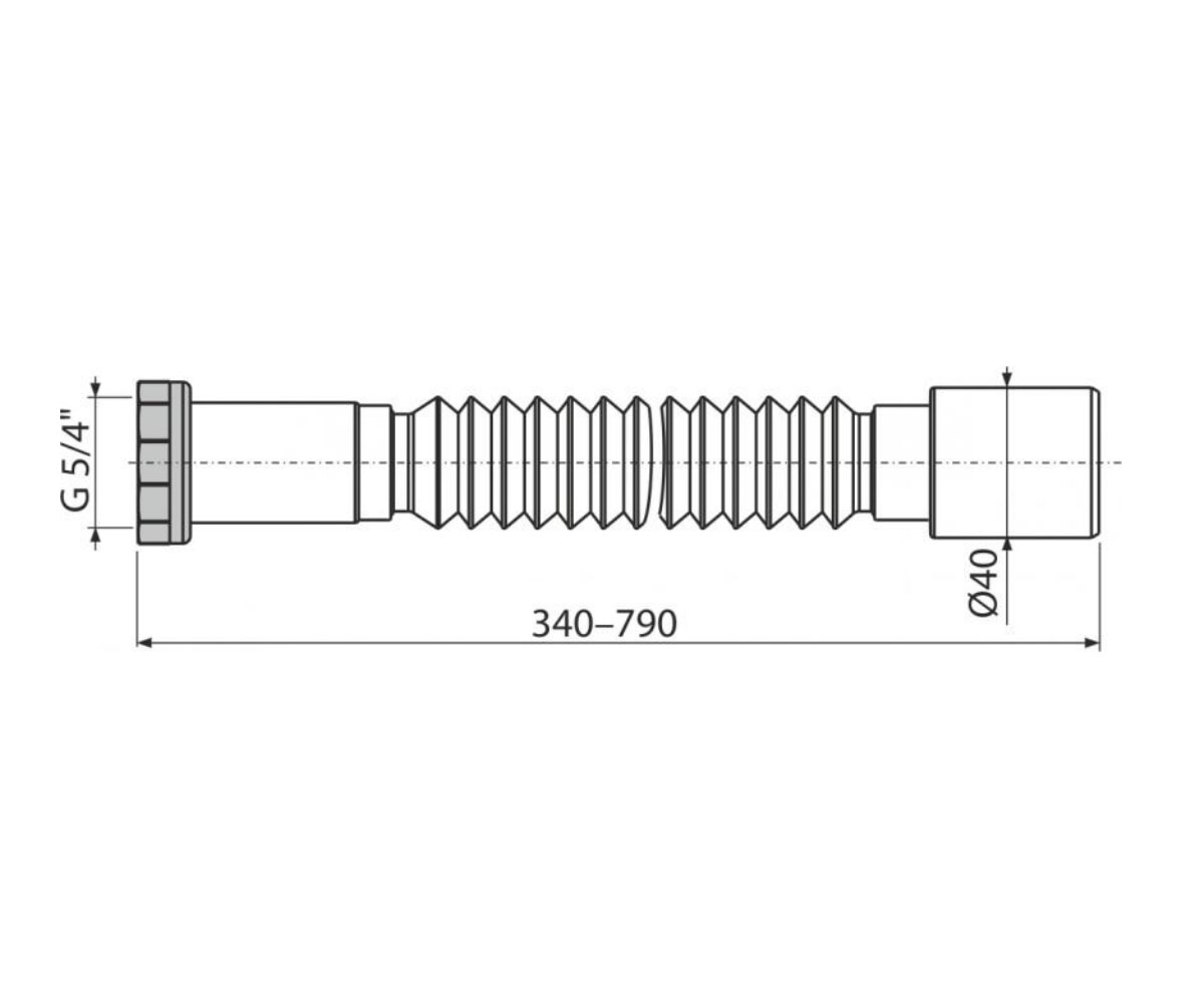 Гибкое соединение 5/4 алкапласт A740:Чертеж 