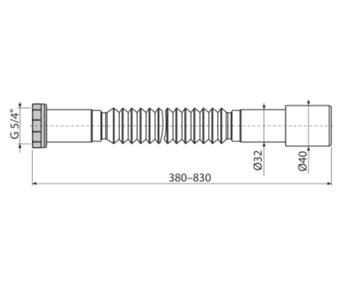 Гибкое соединение 5/4×32/40 мм алкапласт A760:Чертеж 