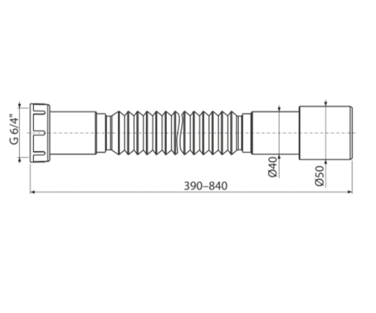 Гибкое соединение 6/4×40/50 алкапласт A770:Чертеж 