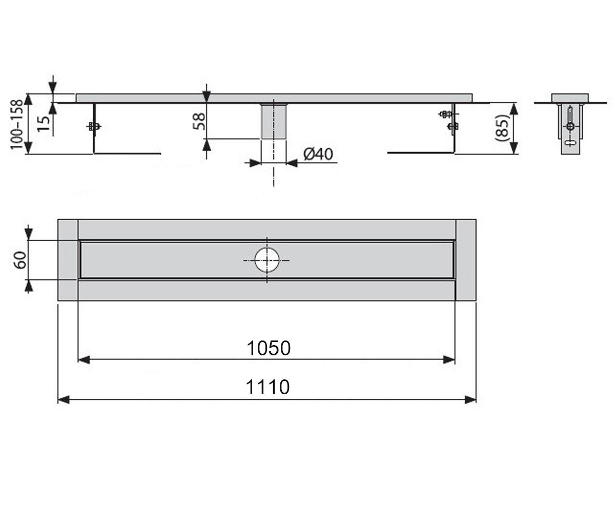 Сливной трап алкапласт APZ2001-1050:Чертеж 