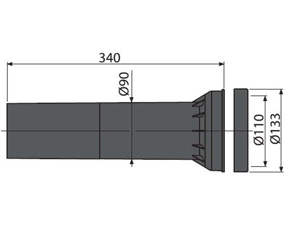 Патрубок сливной алкапласт M148:Чертеж 