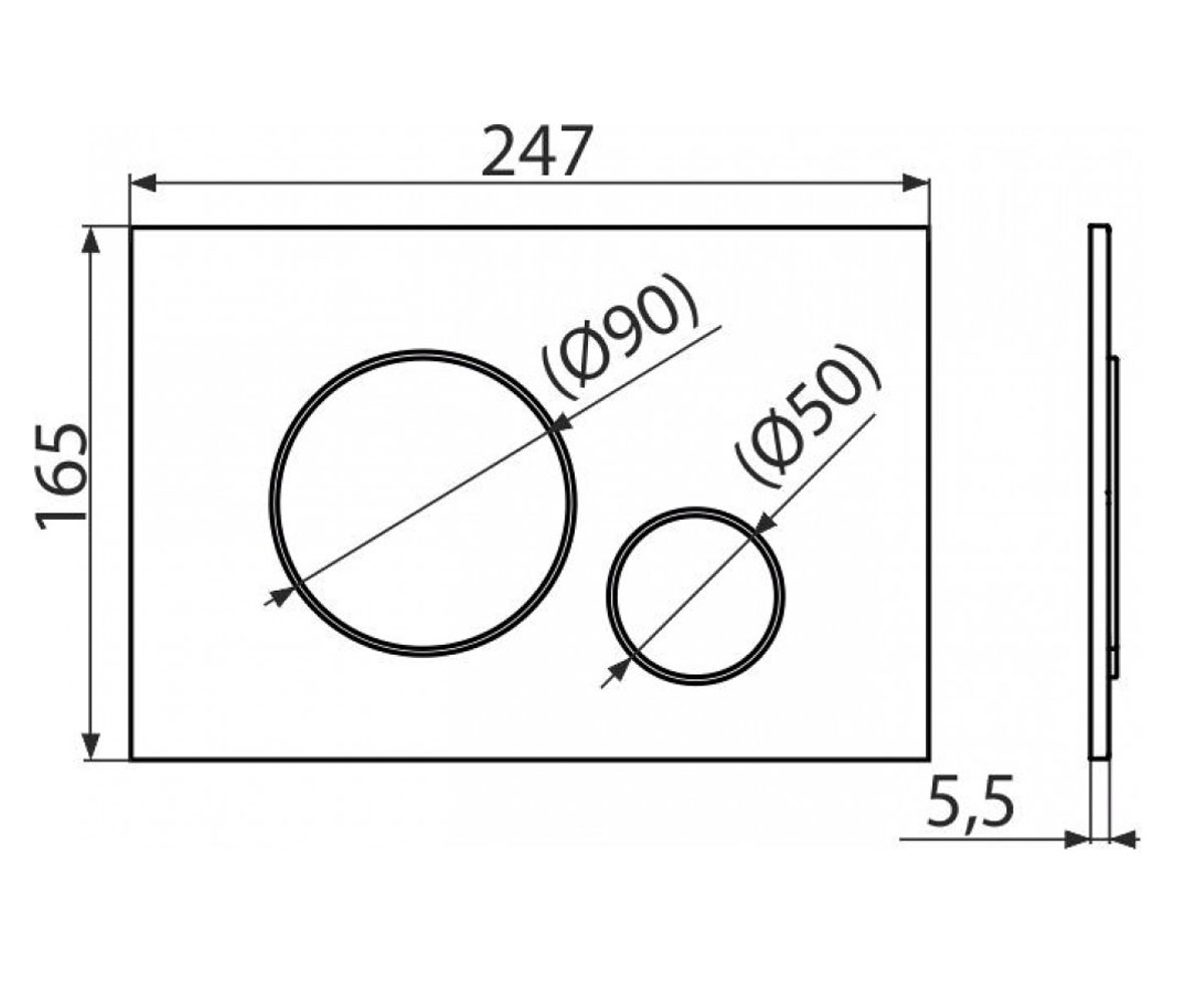 Двойная клавиша алкапласт M672:Чертеж 