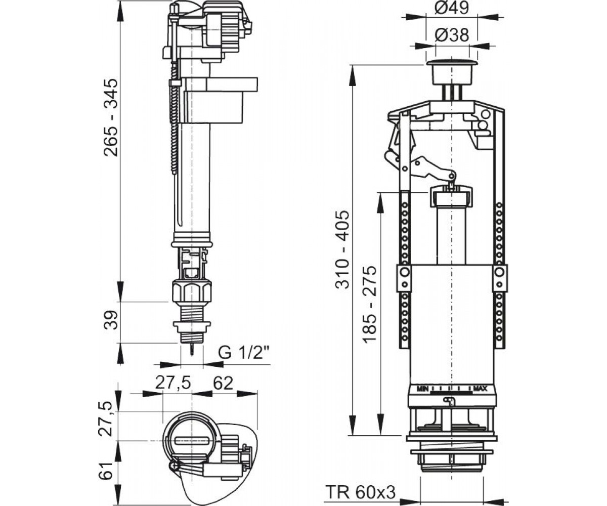 Выпускной комплект алкапласт SA2000S 1-2:Чертеж 