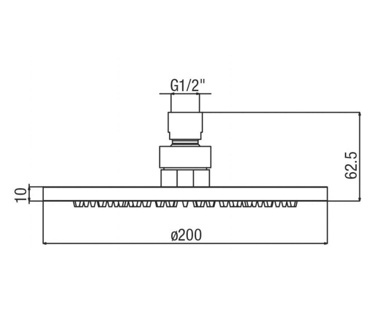 Душевая головка 20 см  SF066ACR:Чертеж 