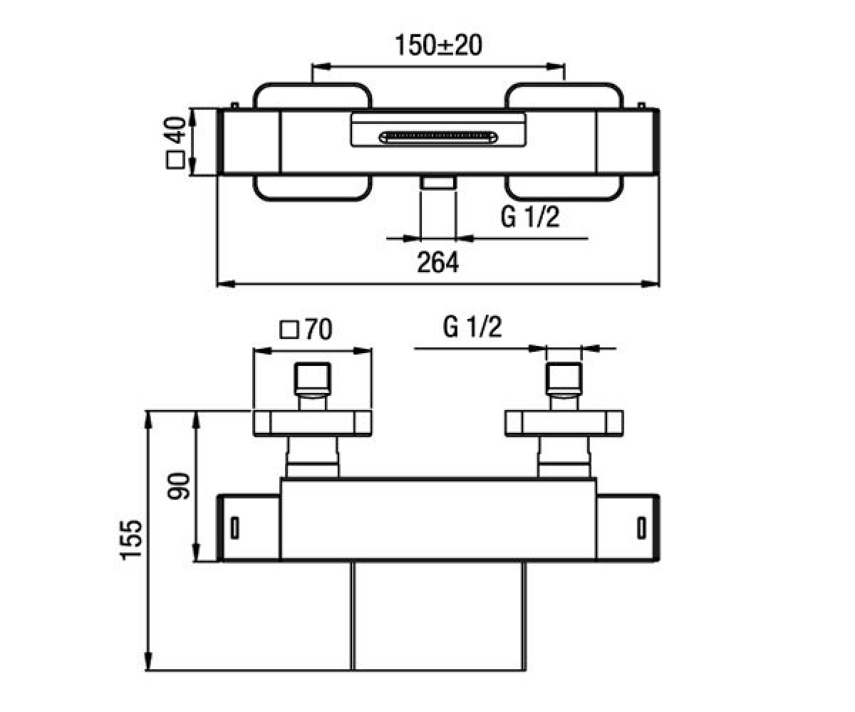 Смеситель для ванны  UNA UN45306CR:Чертеж 
