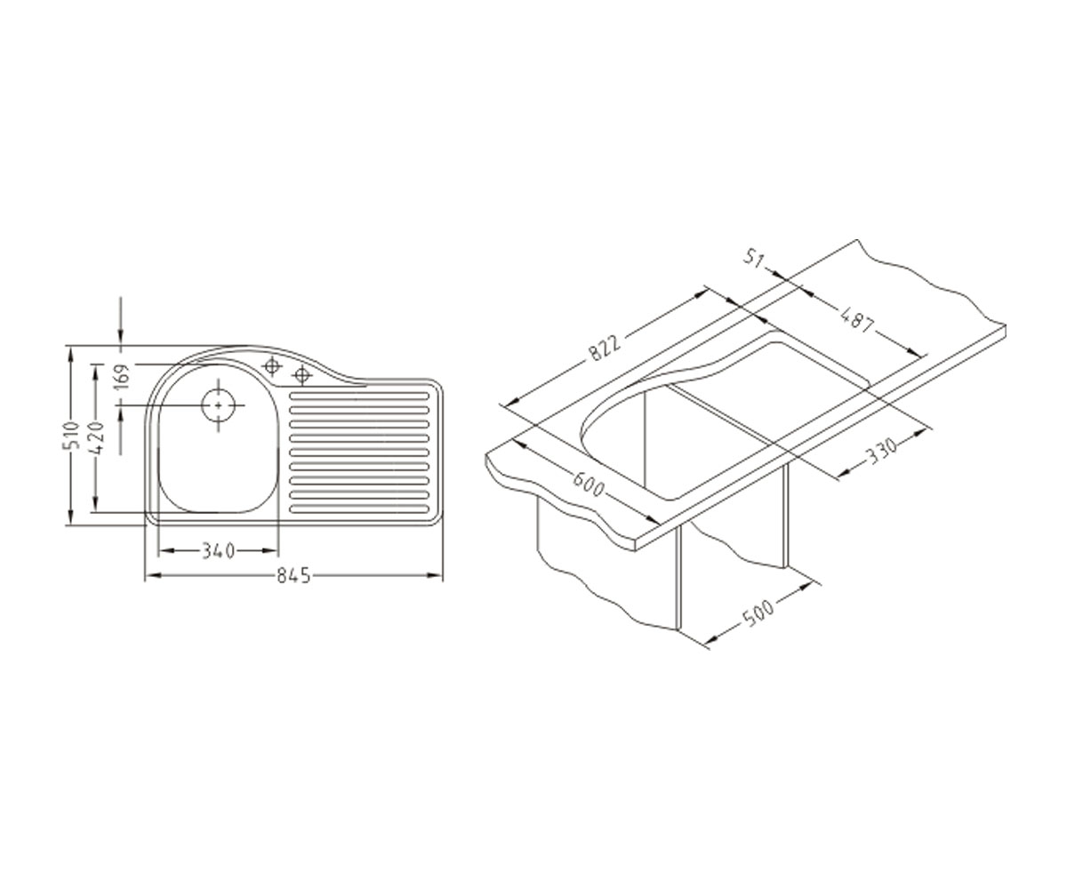 Кухонная мойка  FUTUR 30L 1067433:Чертеж 
