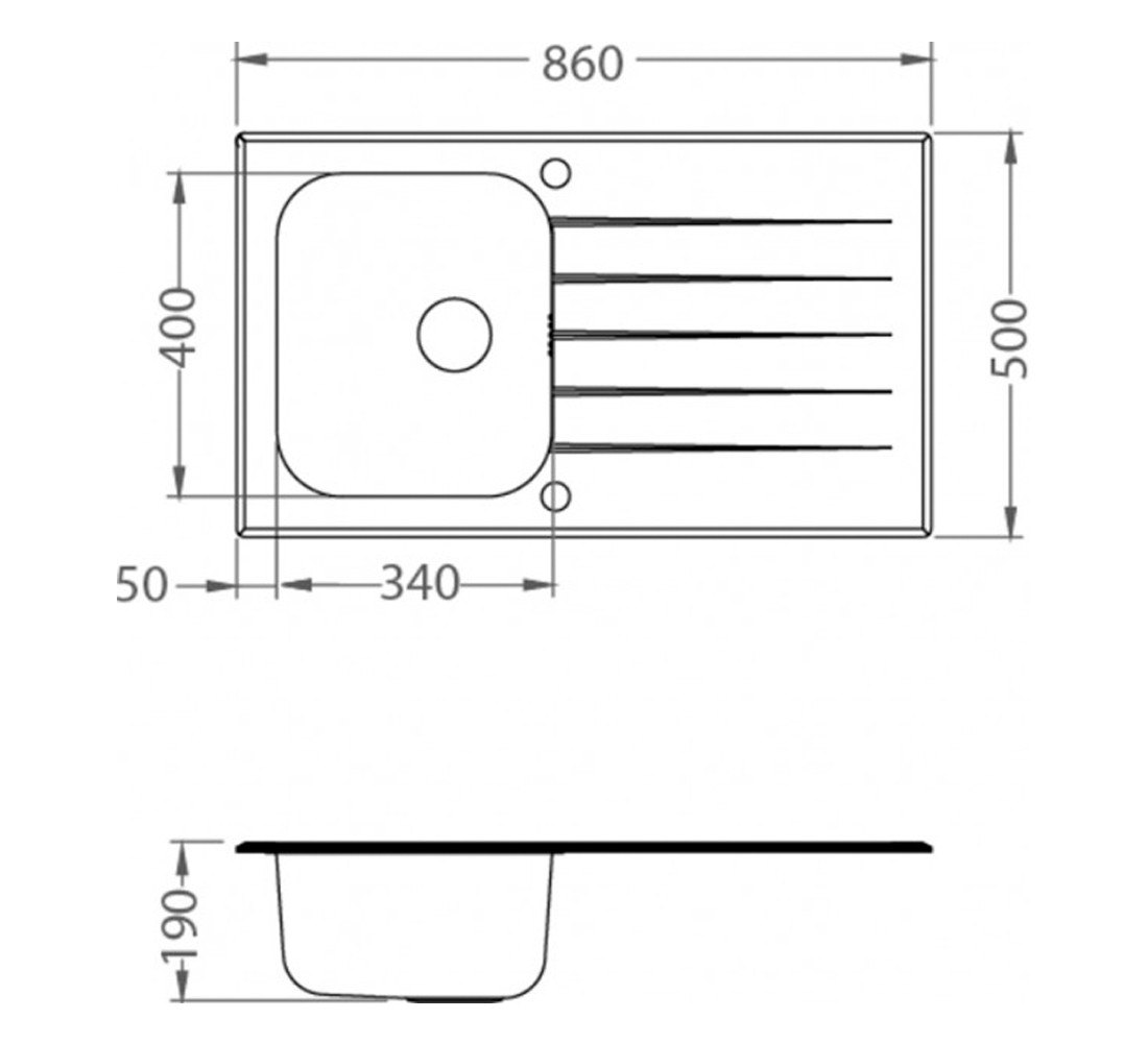 Мойка  GLASSIX 10 1089764:Чертеж 