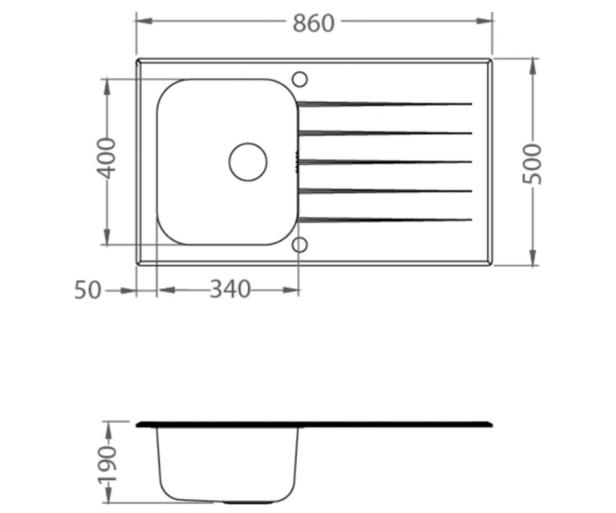Мойка  GLASSIX 10 1099450:Чертеж 