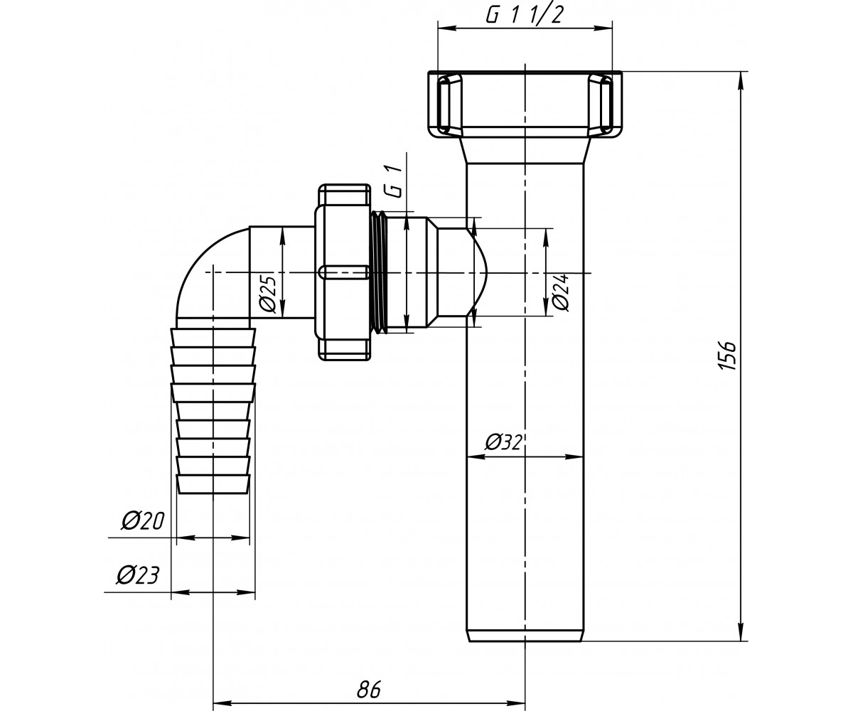 Отвод стиральной машины  M120:Чертеж 