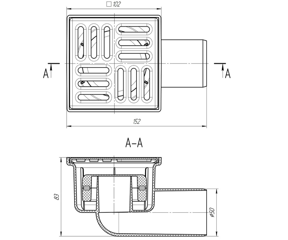 Трап для душа  TQ5102:Чертеж 