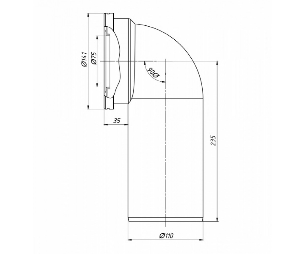 Отвод 110x90°  W9220:Чертеж 