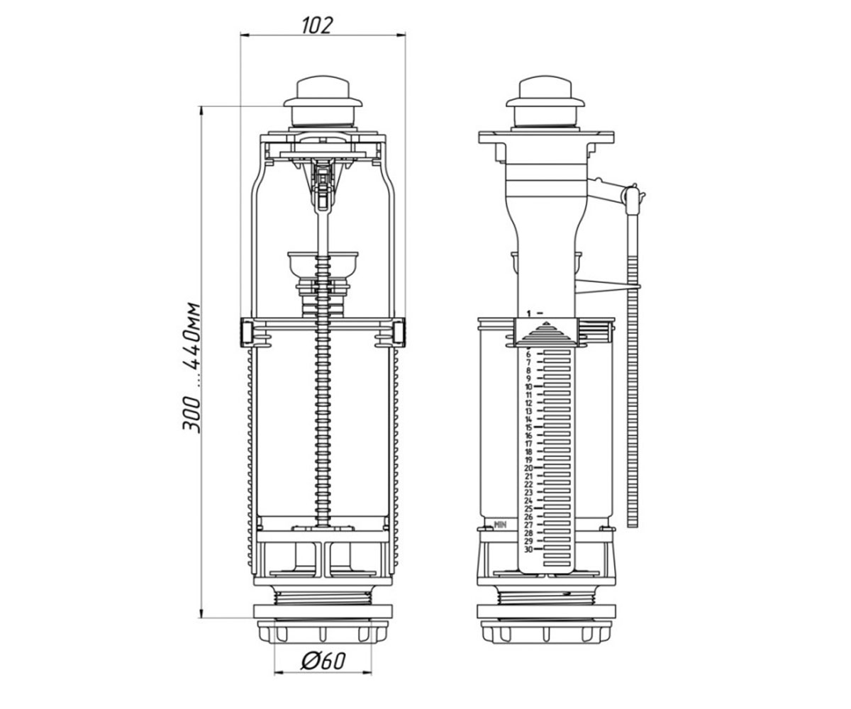 Спускная арматура  WC7050C:Чертеж 