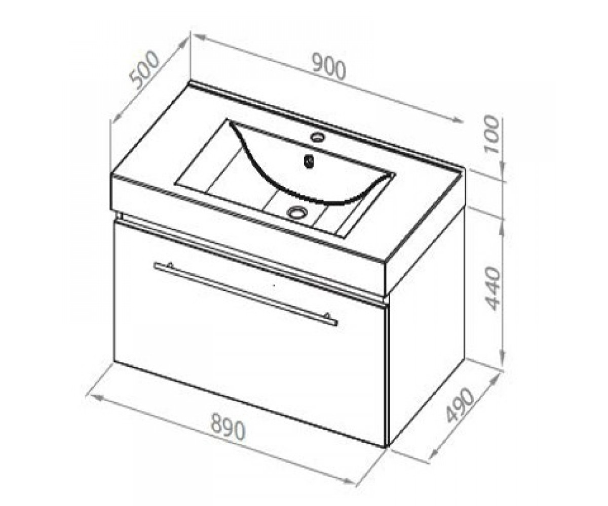 Тумба в ванную комнату  DECORA 90 0401-541612:Чертеж 