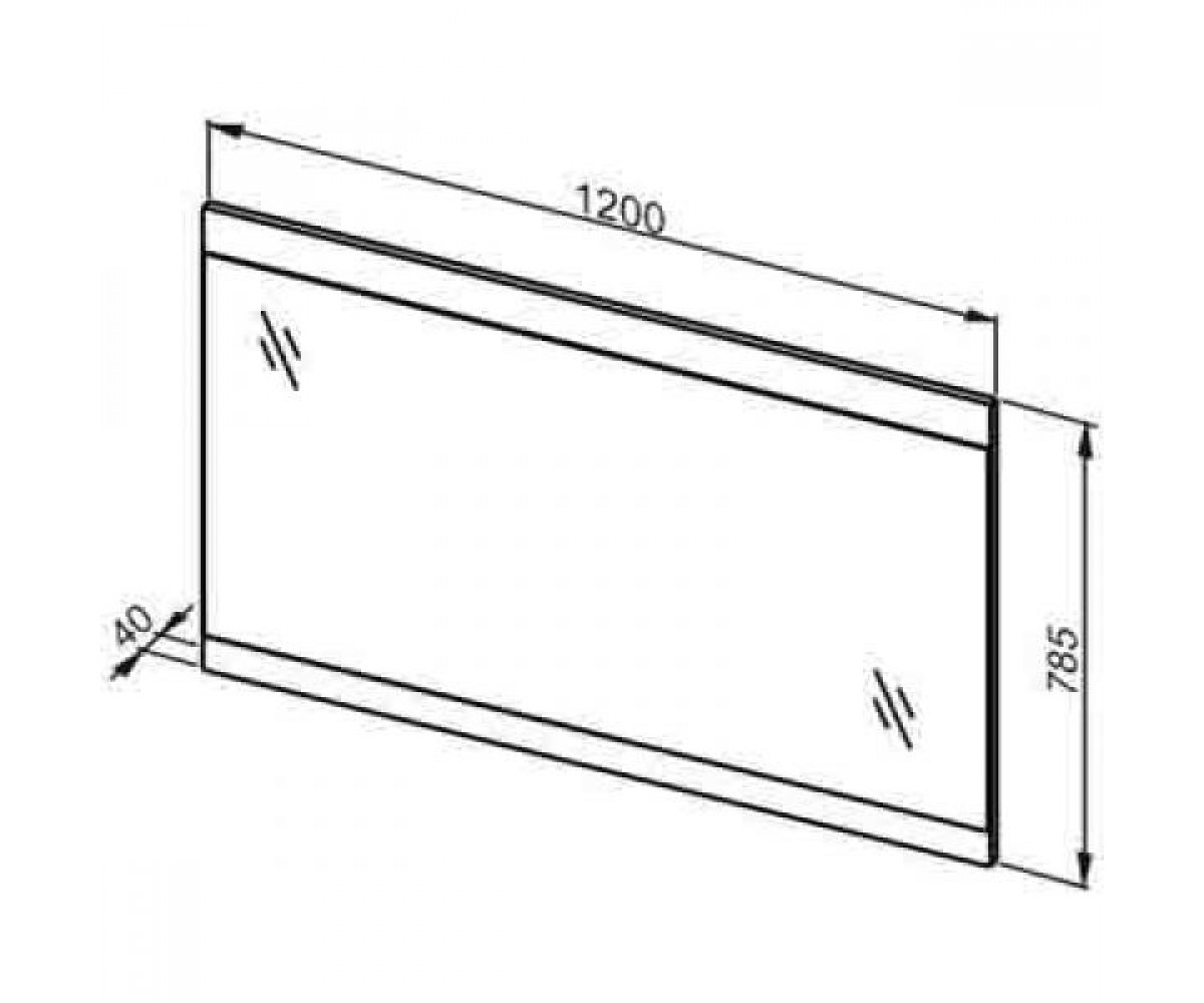 Зеркало для ванны 1200 мм  DECORA 0409-542513:Чертеж 