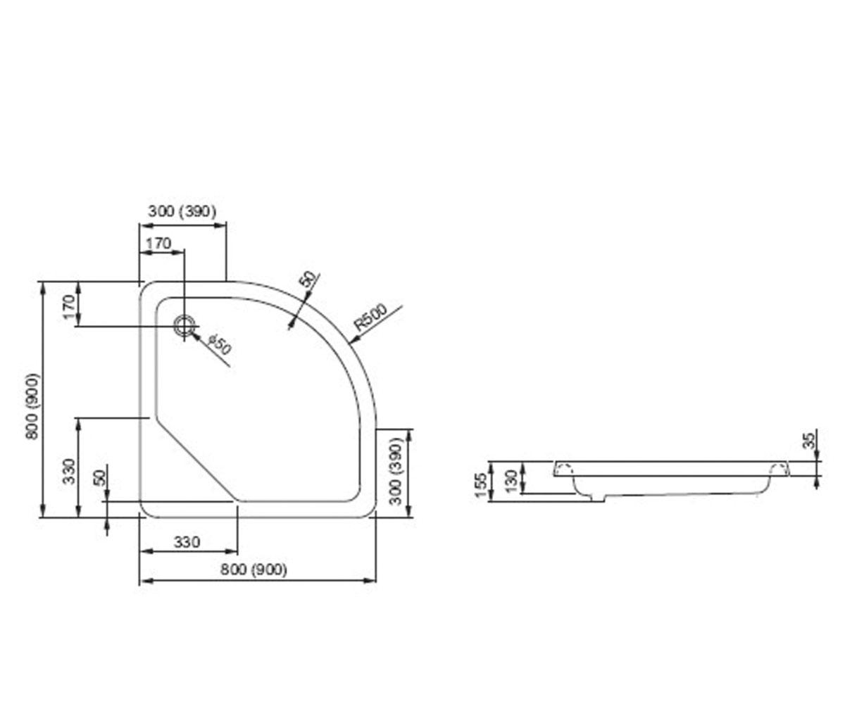 Поддон душевой 800х800 мм  STANDARD 200-35025P:Чертеж 