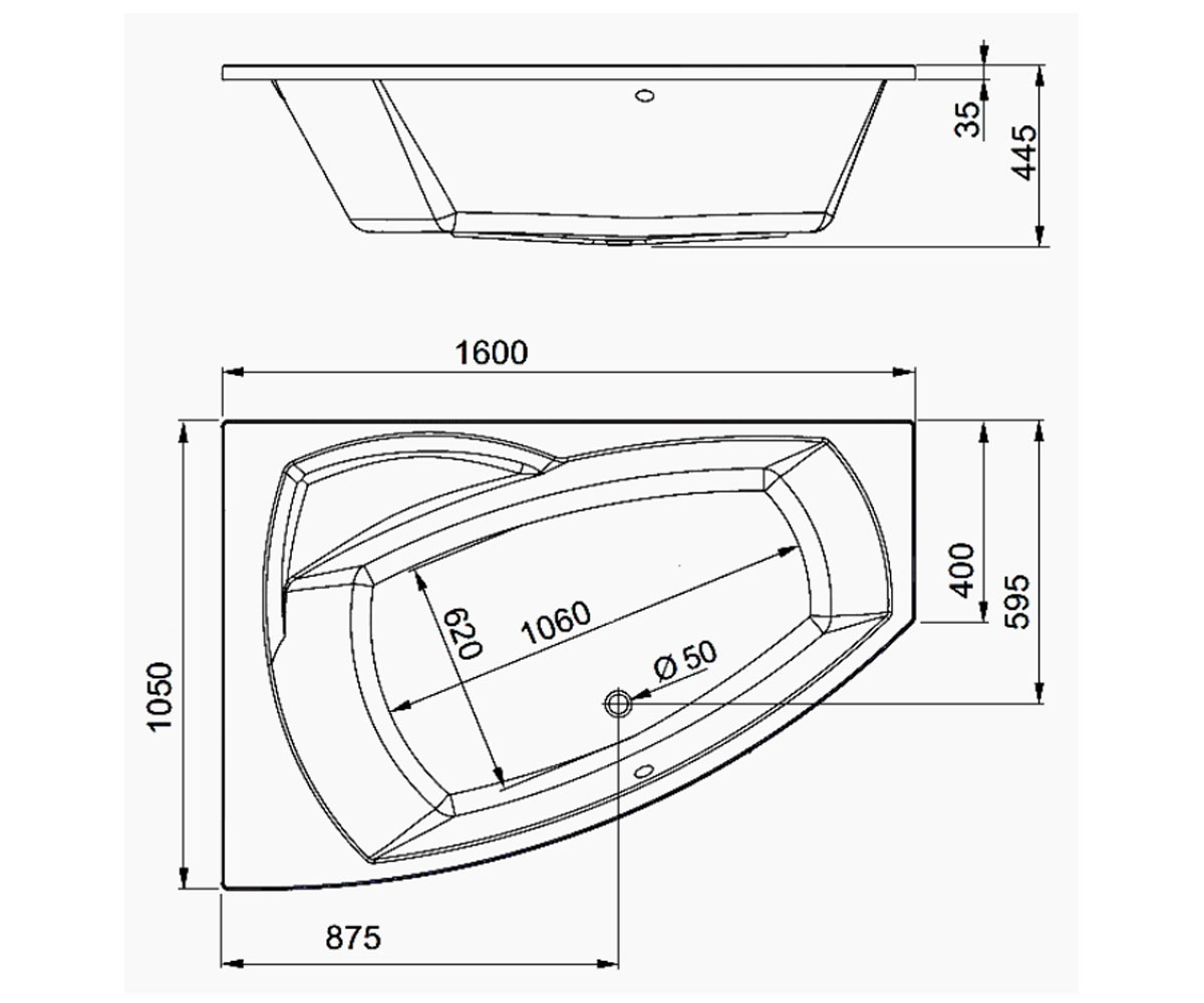Угловая ванна  SENSO 241-05190:Чертеж 