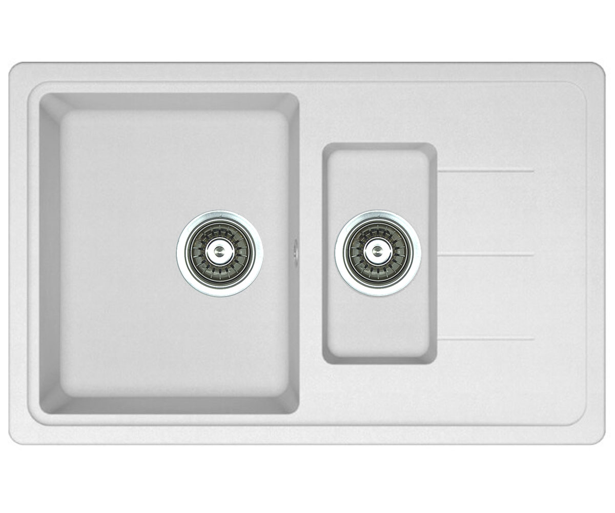 Раковина з полуторною чашею AQUAMARIN BDS BDS 78-50 WH BDS 78-50 WH