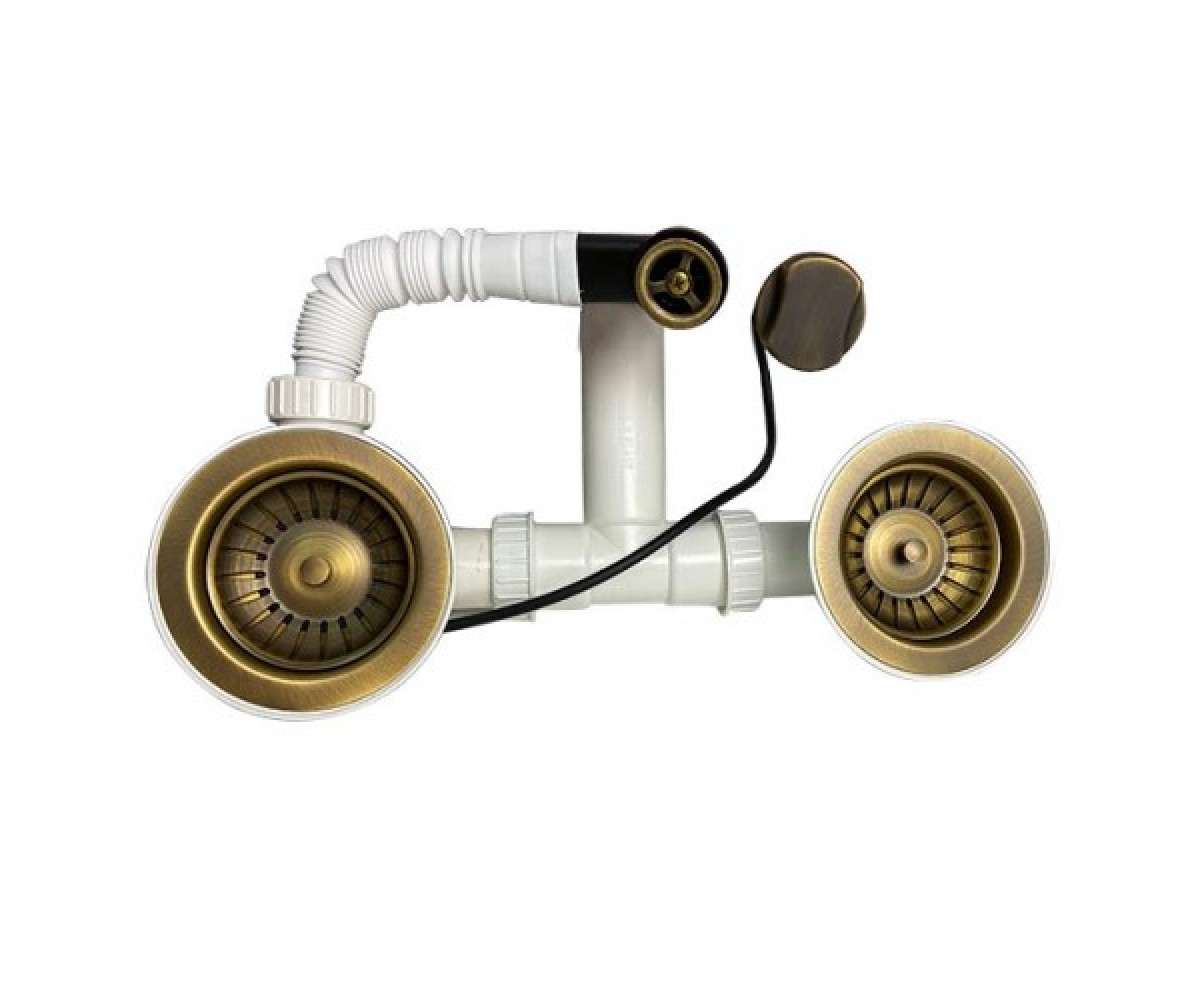 Сифон с эксцентриком для мойки  AQ-003V BRONZE:Фото 1