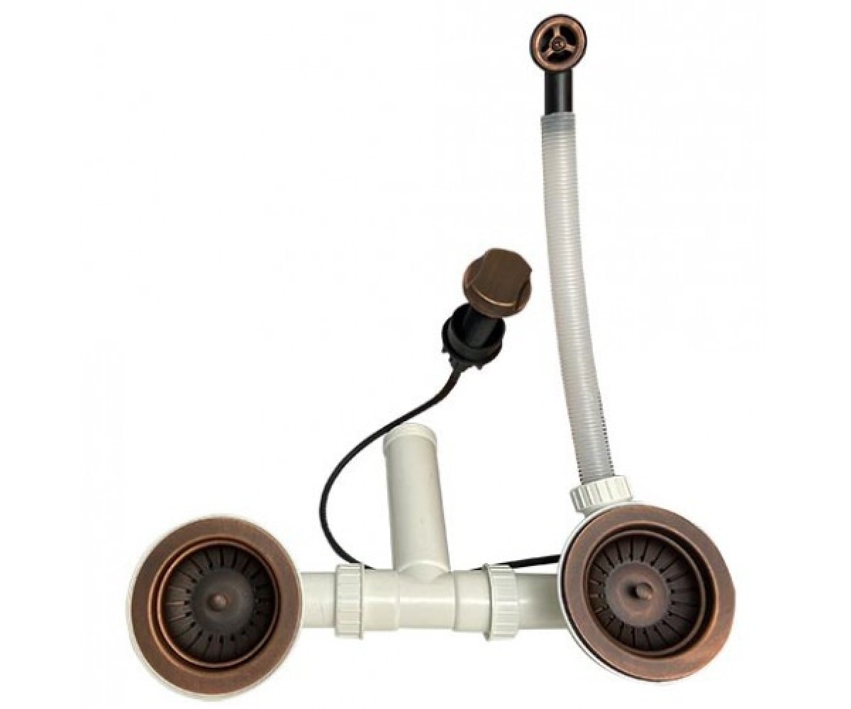 Сифон с эксцентриком для мойки AQUA SANITA  AQ-003V COPPER AQ-003V COPPER