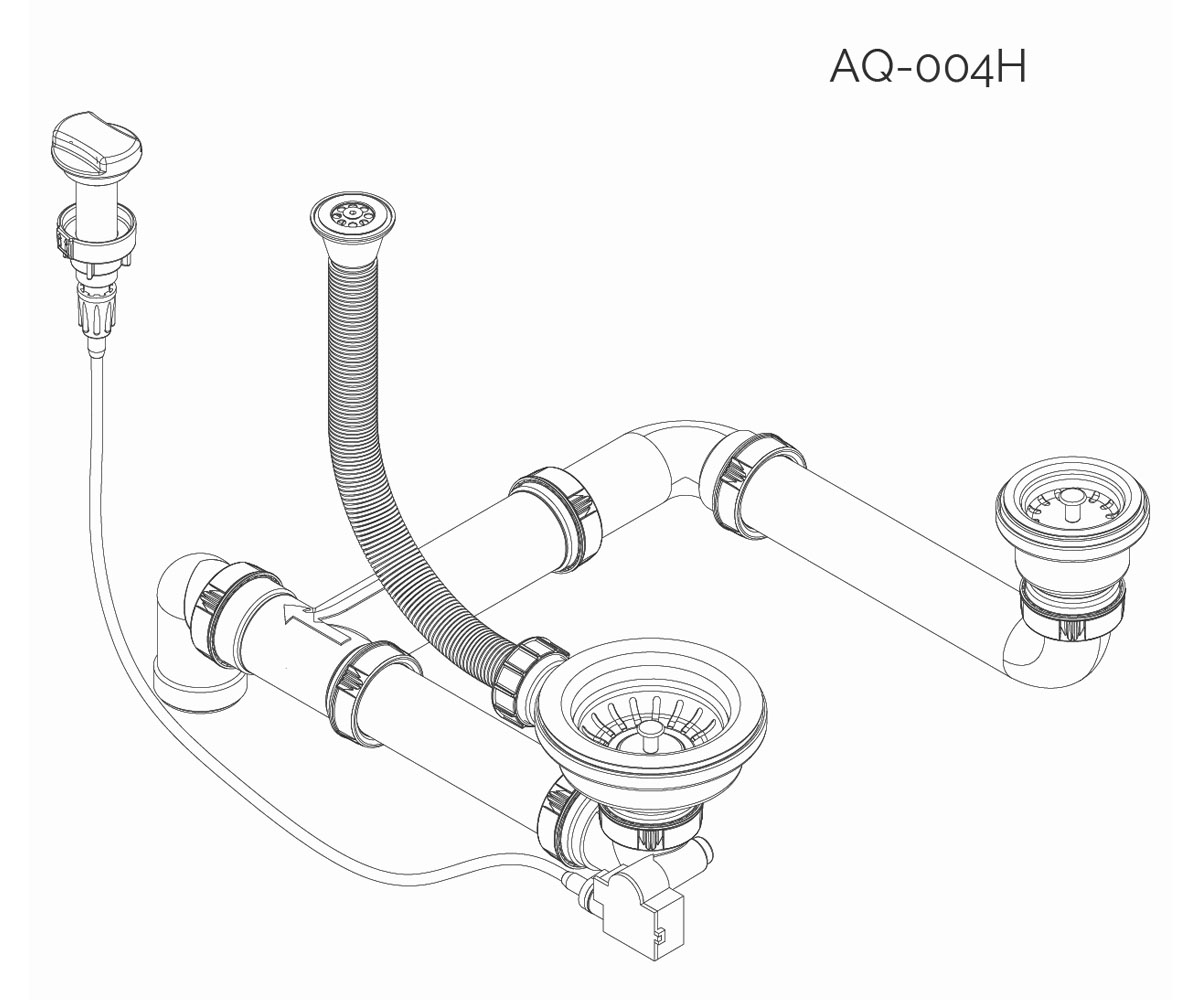 Двойной вентиль на мойку  PAPILLON AQ-004H:Чертеж 