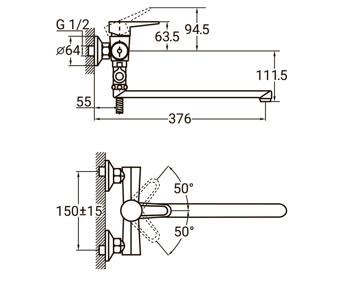 Смеситель для ванны  HL-3C230C:Чертеж 