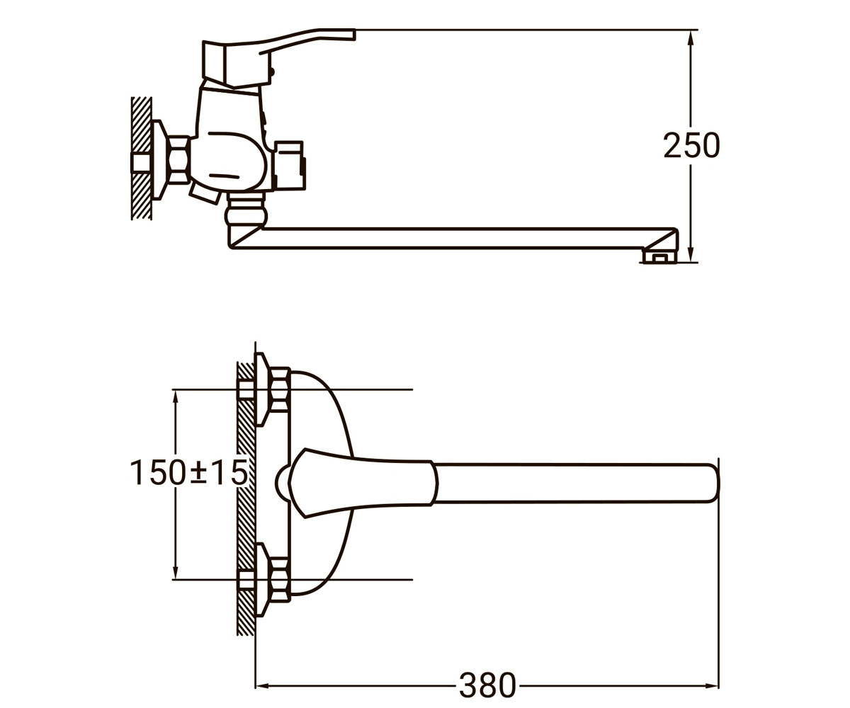 Смеситель для ванны  HM-2C231C:Чертеж 