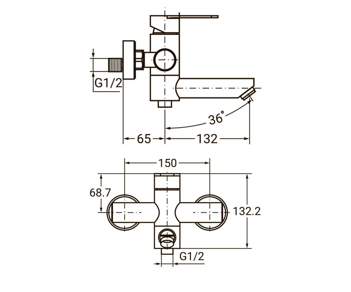 Смеситель с гарнитуром  HT-2C171P:Чертеж 