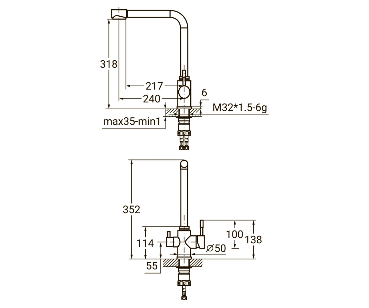 Кухонный смеситель  KT-4B770P:Чертеж 