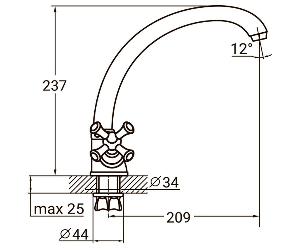Кухонный смеситель  PL-4B155C:Чертеж 