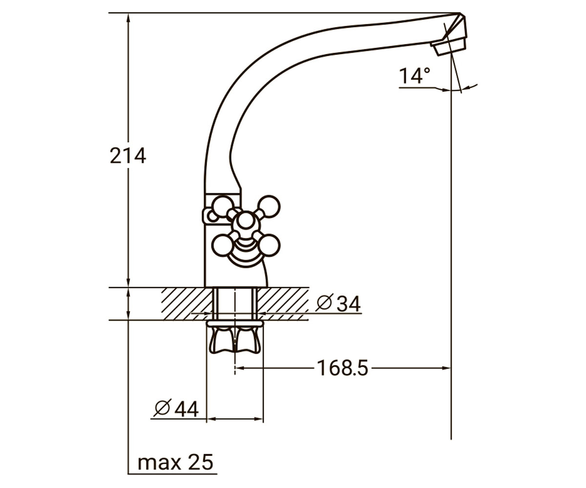 Кухонный смеситель  PL-4B255C:Чертеж 