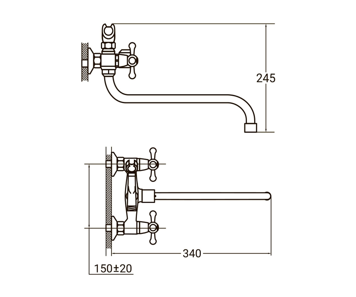 Смеситель для ванны  PM-2C457C:Чертеж 