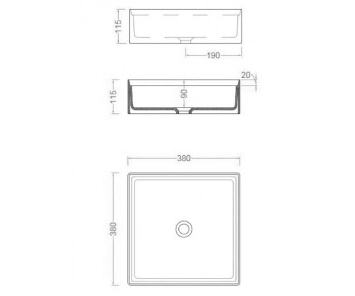 Накладной умывальник 38 см  SCALINO SCL001 17 00:Чертеж 