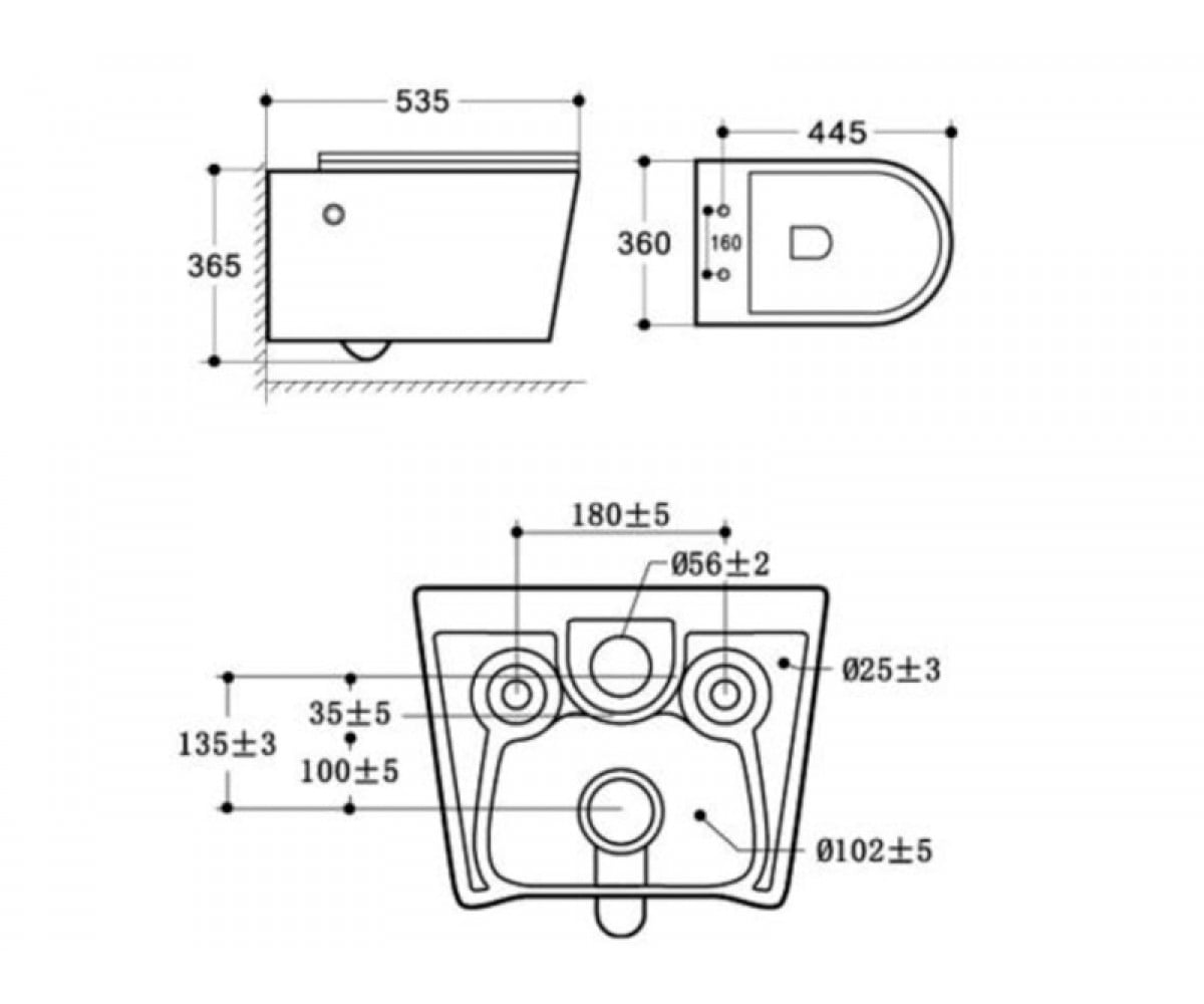 Унитаз безободковый  SIMPLE LINE 37802805:Чертеж 