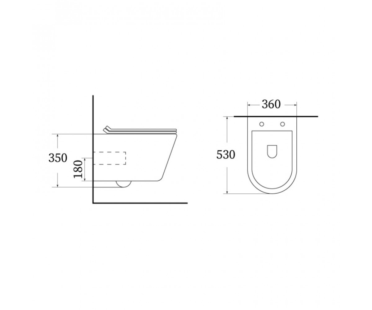 Безободковый унитаз  SIMPLE BEND 37832805:Чертеж 