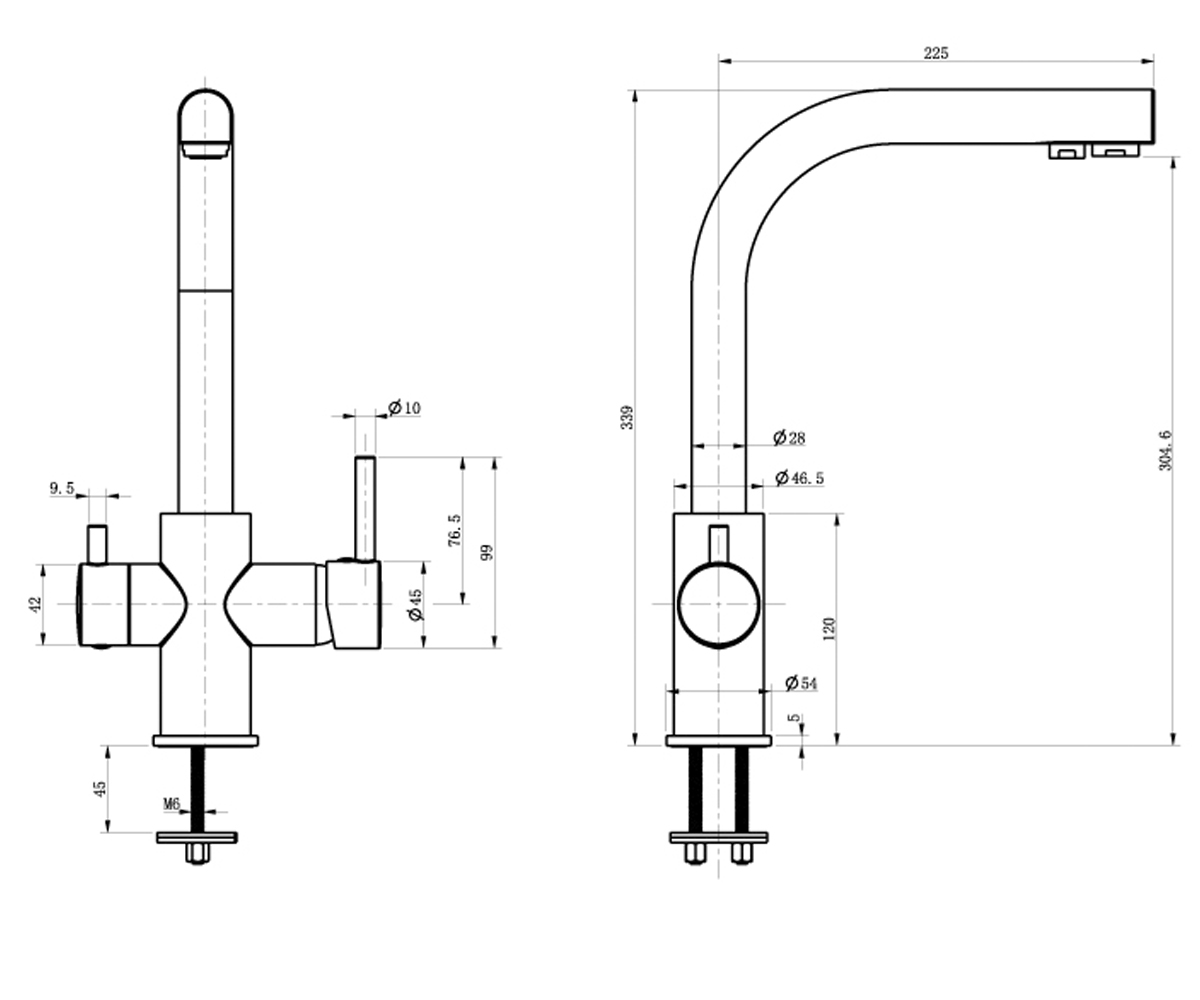 Смеситель на две воды  TWIN STANDART 80540600:Чертеж 