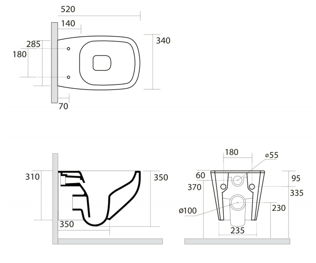 Унитаз безободковый  JAM 3312701:Чертеж 